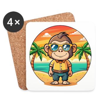 Schimpanse Lustige Cartoon Sommer Strand Sonnenbrille - Untersetzer (4er-Set) - Weiß - Vorne