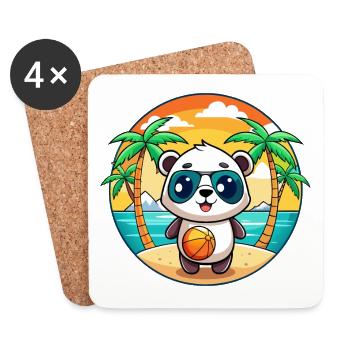 Panda Lustige Cartoon Sommer Strand Sonnenbrille - Untersetzer (4er-Set) - Weiß - Vorne