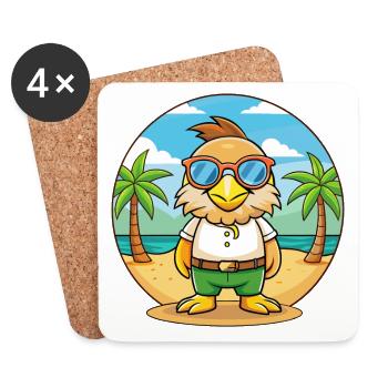 Lunettes de soleil de plage d’été Eagle Funny Cartoon - Dessous de verre (lot de 4) - blanc - Devant