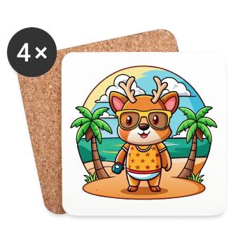Hirsch Lustige Cartoon Sommer Strand Sonnenbrille - Untersetzer (4er-Set) - Weiß - Vorne
