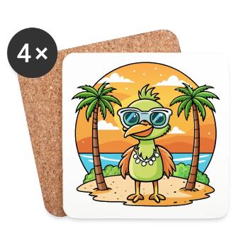 Emu Funny Cartoon Lunettes de soleil de plage d’été - Dessous de verre (lot de 4) - blanc - Devant