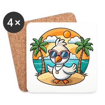 Lunettes de soleil de plage d’été de dessin animé drôle de cygne - Dessous de verre (lot de 4) - blanc - Devant
