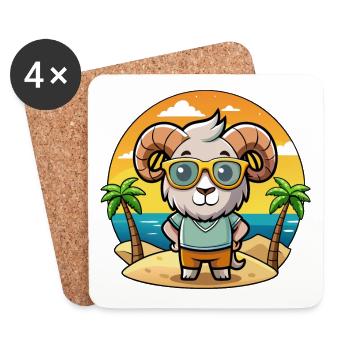 Ram Lustige Cartoon Sommer Strand Sonnenbrille - Untersetzer (4er-Set) - Weiß - Vorne