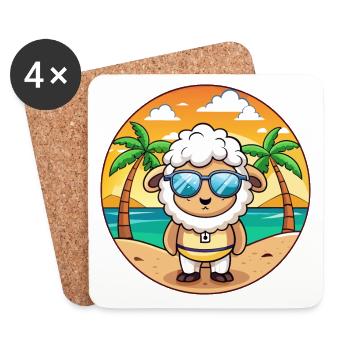 Schaf Lustige Cartoon Sommer Strand Sonnenbrille - Untersetzer (4er-Set) - Weiß - Vorne
