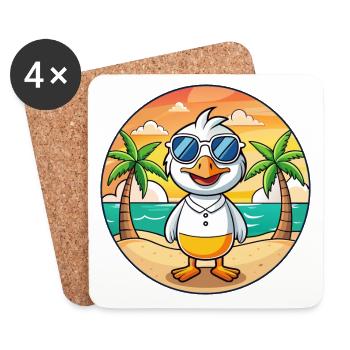 Gans Lustige Cartoon Sommer Strand Sonnenbrille - Untersetzer (4er-Set) - Weiß - Vorne