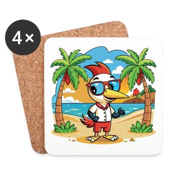 Woodpecker Lustige Cartoon Sommer Strand Sonnenbrille - Untersetzer (4er-Set) - Weiß - Vorne