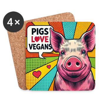 Pigs Love Vegans Popart - Coasters (set of 4) - white - Front