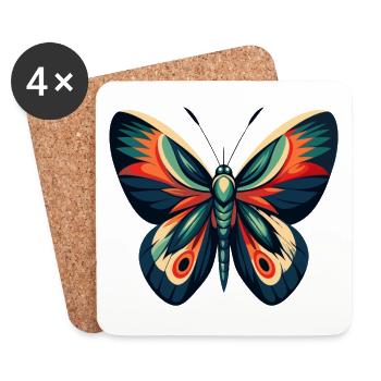 papillon personnage de dessin animé animal de compagnie coloré - Dessous de verre (lot de 4) - blanc - Devant