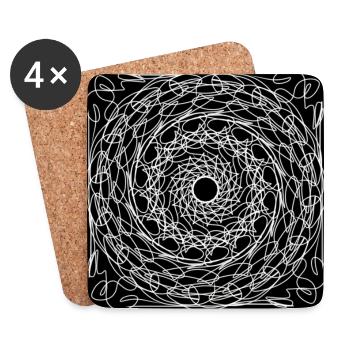 B&W Web Mandala - Untersetzer (4er-Set) - Weiß - Vorne