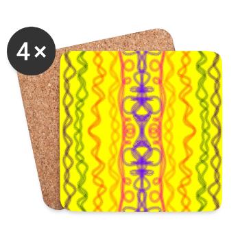 yellow tribal - Coasters (set of 4) - white - Front