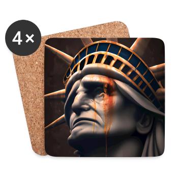 Amerika Freiheitsstatue mit Indianergesicht - Untersetzer (4er-Set) - Weiß - Vorne