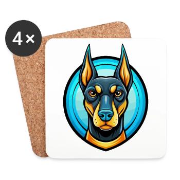 Deutscher Pinscher Hund Buntes Kawaii Cartoon Tier - Untersetzer (4er-Set) - Weiß - Vorne