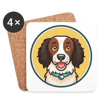 Stabyhoun Chien Race Dessin animé Kawaii Clipart Animal - Dessous de verre (lot de 4) - blanc - Devant