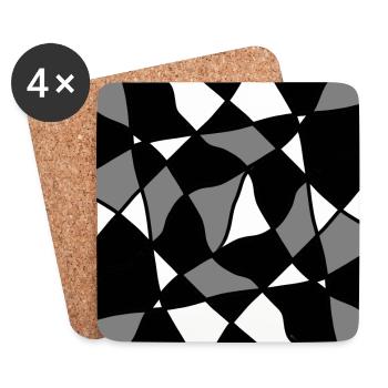 mosaïque géométrique en noir et blanc - Dessous de verre (lot de 4) - blanc - Devant