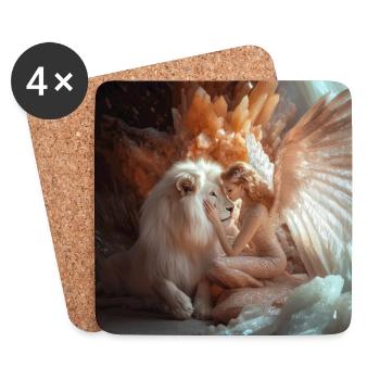 Angels and their lion - Coasters (set of 4) - white - Front