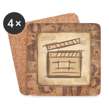 Vintage Filmklappe - Film Regisseur, Schauspieler. - Untersetzer (4er-Set) - Weiß - Vorne