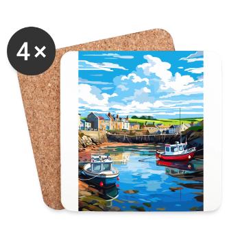 Bude Cornwall England Reiseposter Souvenir WPA - Untersetzer (4er-Set) - Weiß - Vorne