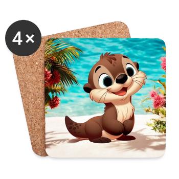 loutre 8 - Dessous de verre (lot de 4) - blanc - Devant