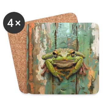 Frosch guckt - Untersetzer (4er-Set) - Weiß - Vorne