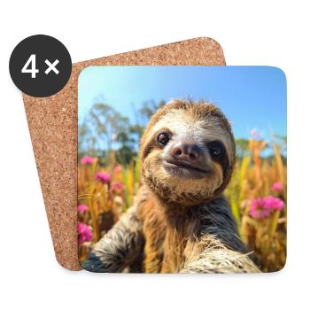 Sloth Influencer - Coasters (set of 4) - white - Front