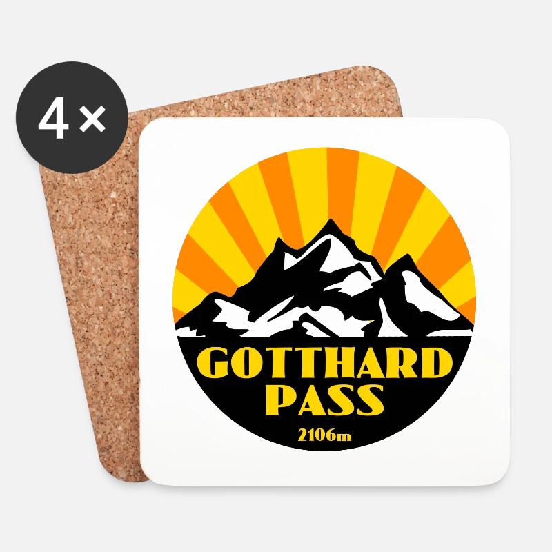 Gotthard Pass - Untersetzer (4er-Set) - Weiß