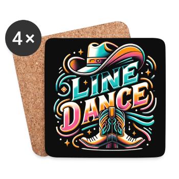 Line Dance Motiv mit Stiefeln und Hut - Untersetzer (4er-Set) - Weiß - Vorne