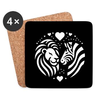 Leo et Zèbre Amour et amitié - Dessous de verre (lot de 4) - blanc - Devant