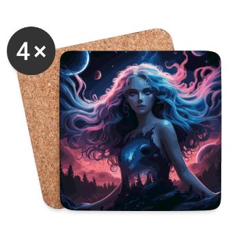 Cosmic goddess of nature - Coasters (set of 4) - white - Front