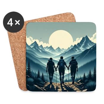 Berge und Freunde für immer - Untersetzer (4er-Set) - Weiß - Vorne