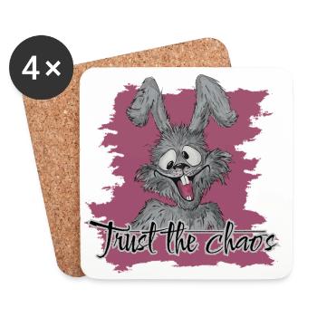 Trust the Chaos-lustiger Hase mit Message - Untersetzer (4er-Set) - Weiß - Vorne