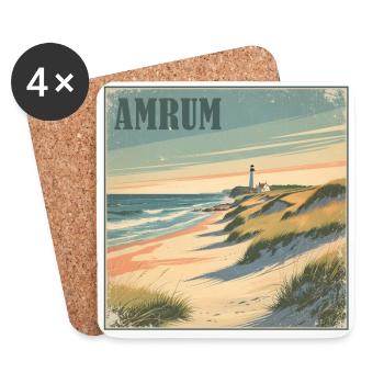 Amrum Nordsee Strand - Untersetzer (4er-Set) - Weiß - Vorne