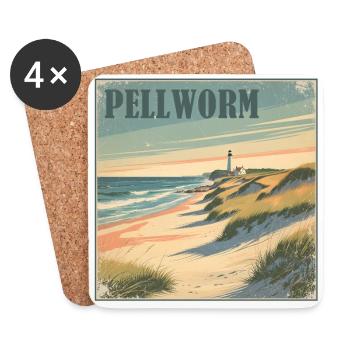 Pellworm Nordsee Strand - Untersetzer (4er-Set) - Weiß - Vorne