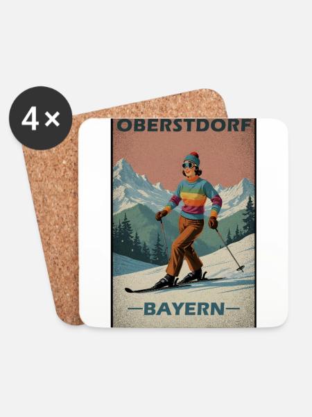 Oberstdorf Skifahren Alpen - Untersetzer (4er-Set) - Weiß