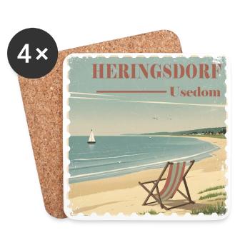 Heringsdorf Ostsee Strand Sonne Segelboot - Untersetzer (4er-Set) - Weiß - Vorne