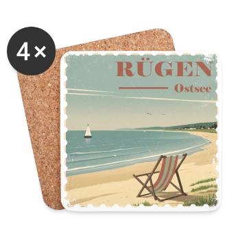 Ruegen Ostsee Strand Sonne Segelboot - Untersetzer (4er-Set) - Weiß - Vorne