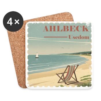 Ahlbeck Ostsee Strand Sonne Segelboot - Untersetzer (4er-Set) - Weiß - Vorne