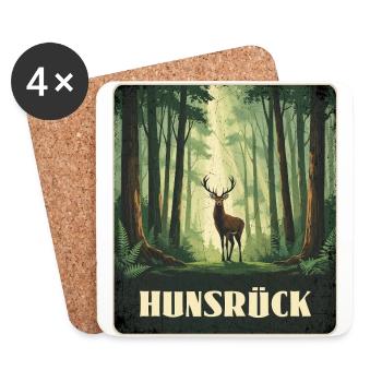 Hunsrück Hirsch Wald - Untersetzer (4er-Set) - Weiß - Vorne