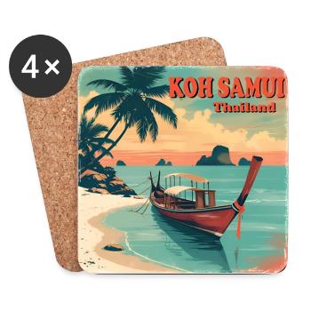 Koh Samui Thaïlande Longboat - Dessous de verre (lot de 4) - blanc - Devant