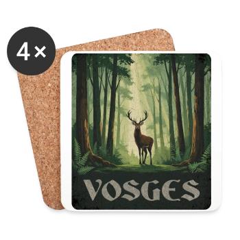 Forêt de Cerfs des Vosges - Dessous de verre (lot de 4) - blanc - Devant