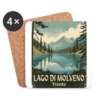 Molvenosee retro bergsee - Untersetzer (4er-Set) - Weiß - Vorne