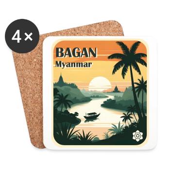 Bagan, Myanmar - Coasters (set of 4) - white - Front
