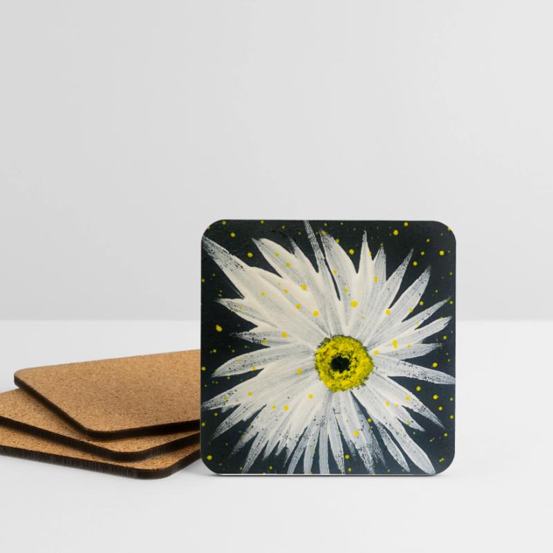 Design Edelweiss-noir-blanc Dessous de verre (lot de 4)