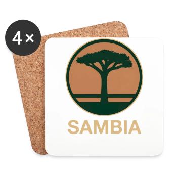 Zambia Tree Round - Coasters (set of 4) - white - Front