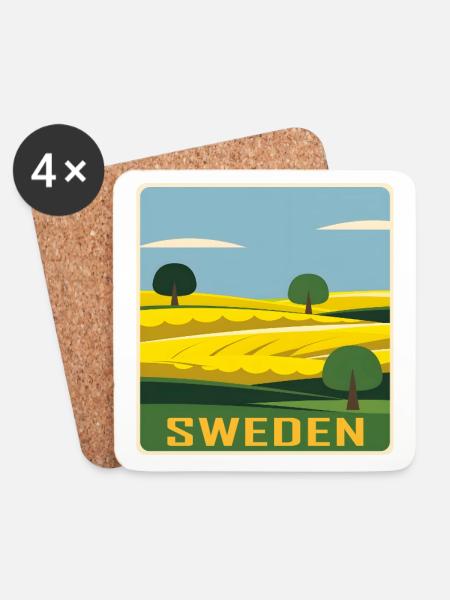 Schweden - Untersetzer (4er-Set) - Weiß