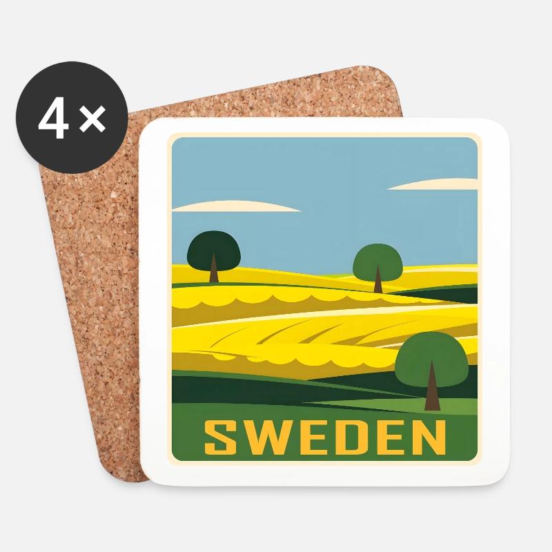 Schweden - Untersetzer (4er-Set) - Weiß