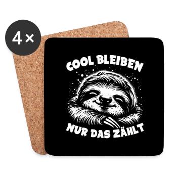 Cool bleiben immer mit der Ruhe lustiges Faultier - Untersetzer (4er-Set) - Weiß - Vorne