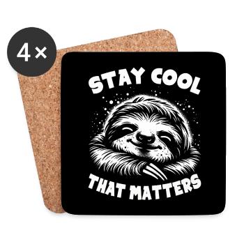 Stay cool always with the calm funny sloth - Coasters (set of 4) - white - Front