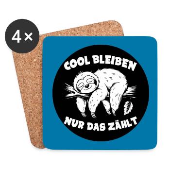 Cool bleiben immer mit der Ruhe lustiges Faultier - Untersetzer (4er-Set) - Weiß - Vorne