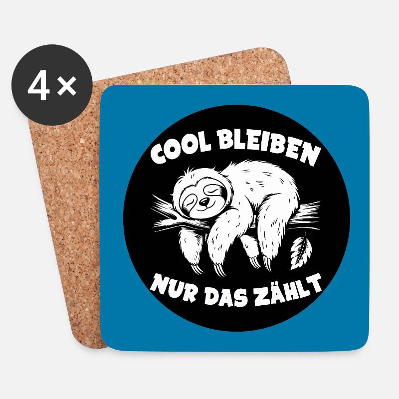 Cool bleiben immer mit der Ruhe lustiges Faultier - Untersetzer (4er-Set) - Weiß