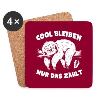 Cool bleiben immer mit der Ruhe lustiges Faultier - Untersetzer (4er-Set) - Weiß - Vorne
